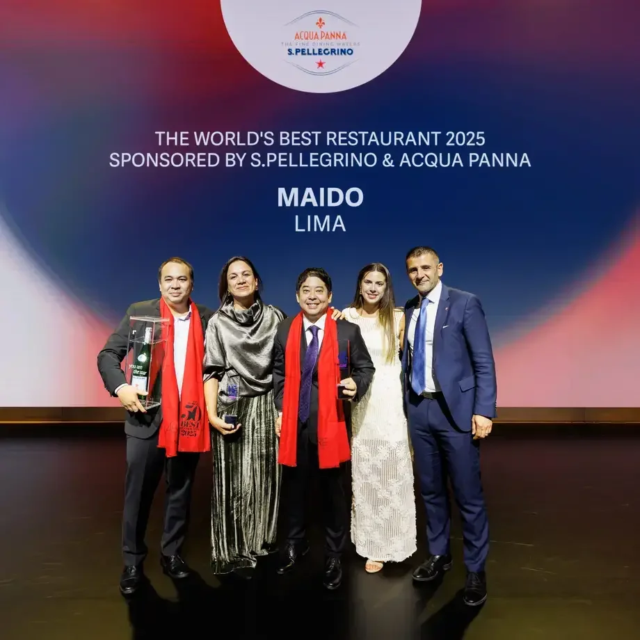 Maido team on stage at The World's 50 Best Restaurants 2025.